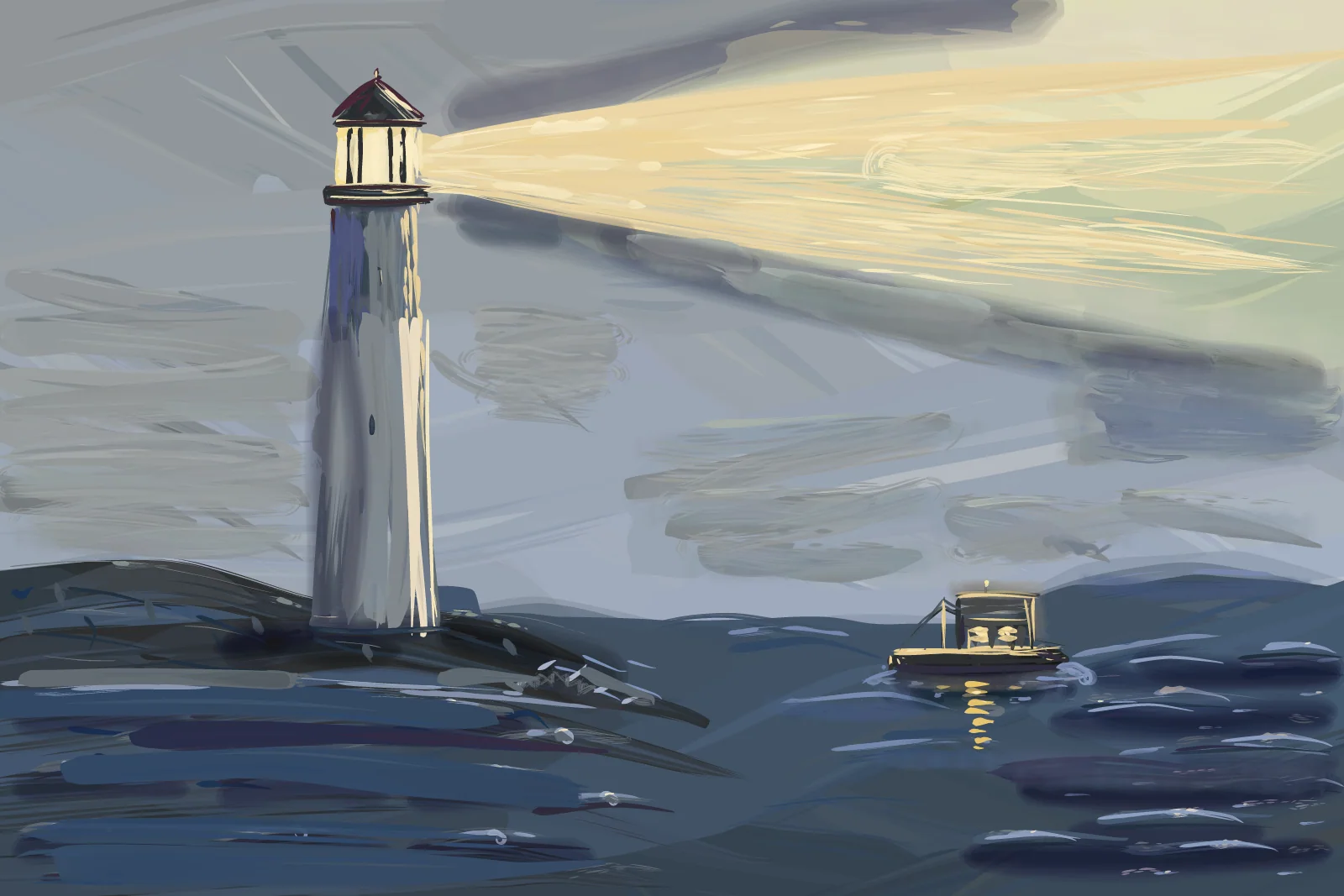 Beam Through the Fog, a painting by Captain Underpaint