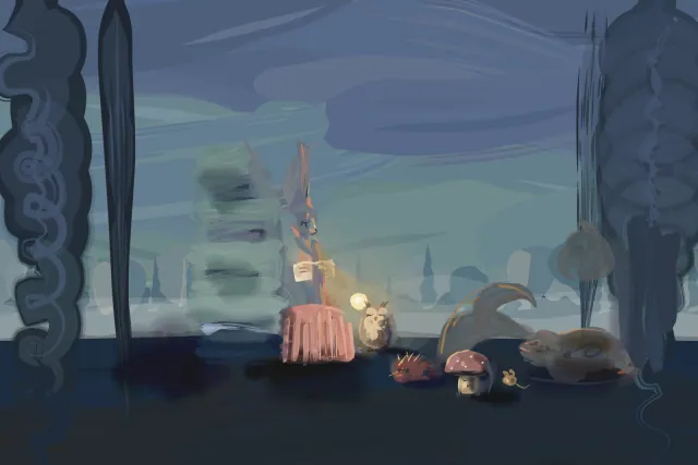 Bedtime in the Clearing, a painting by Captain Underpaint