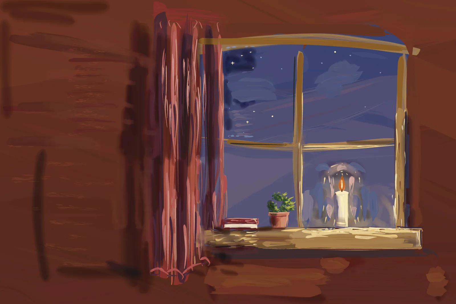 Candle in the Night Window, a painting by Captain Underpaint