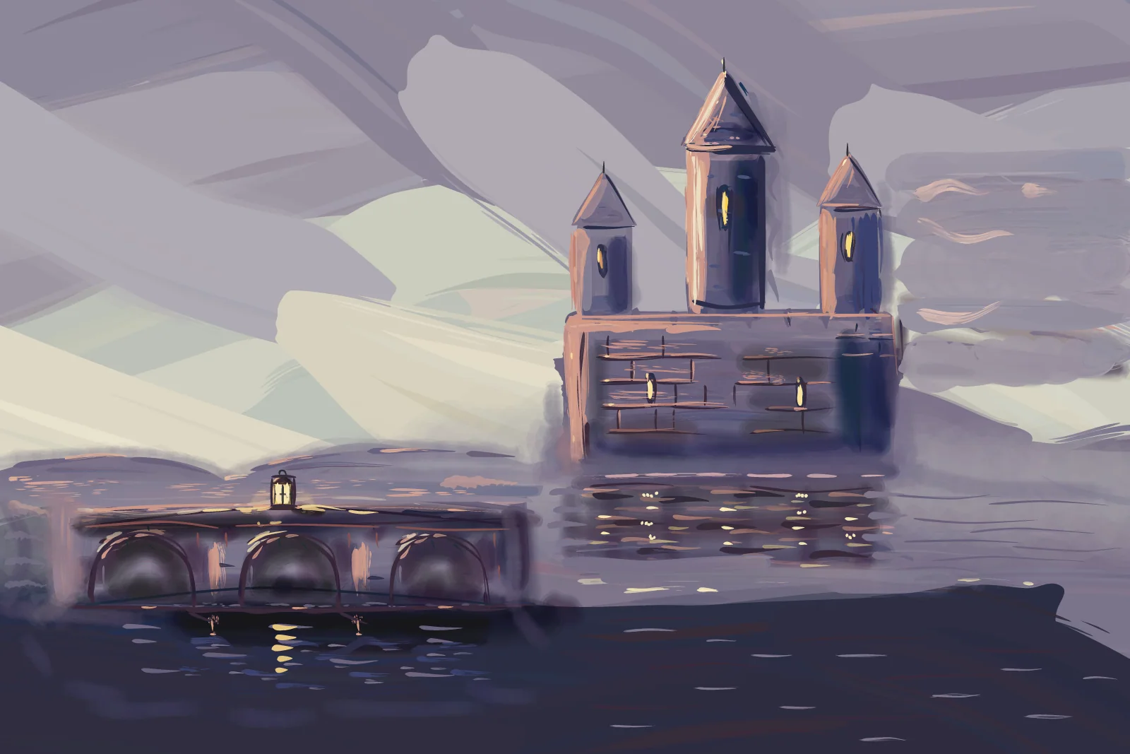Castle in the Mist, a painting by Captain Underpaint