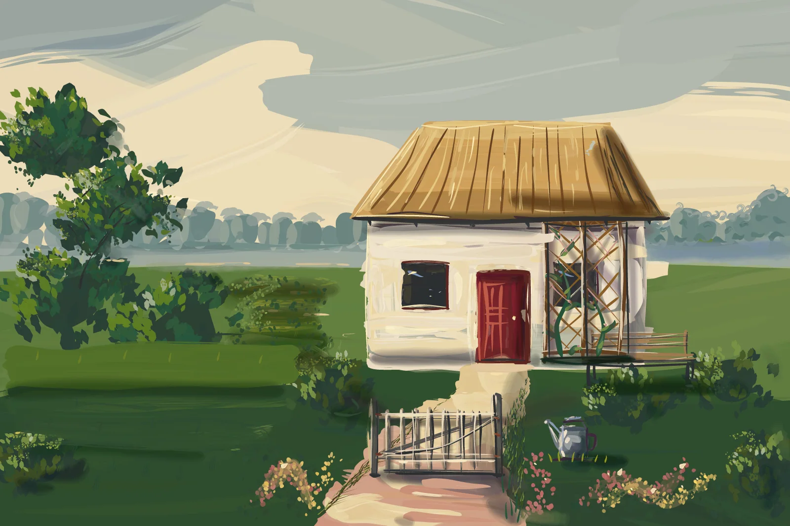 Cottage at Afternoon, a painting by Captain Underpaint