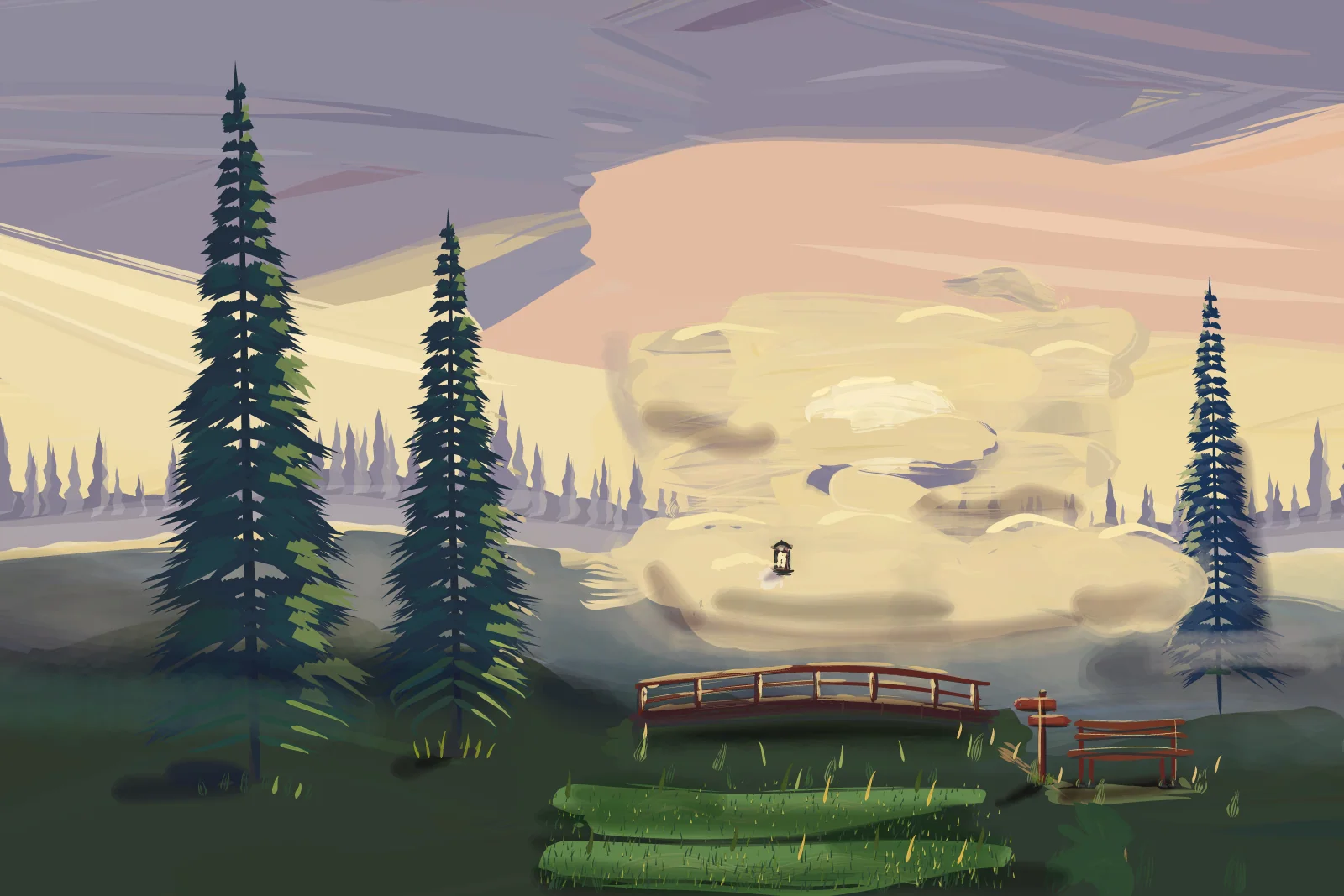 Dawn Through the Pines, a painting by Captain Underpaint