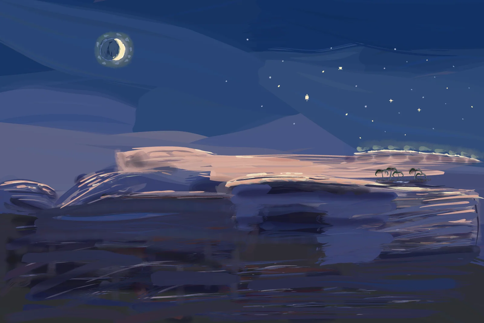Desert Under Stars, a painting by Captain Underpaint
