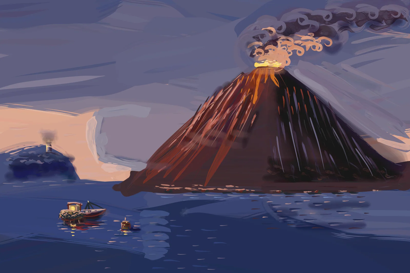 Ember Isle at Dusk, a painting by Captain Underpaint