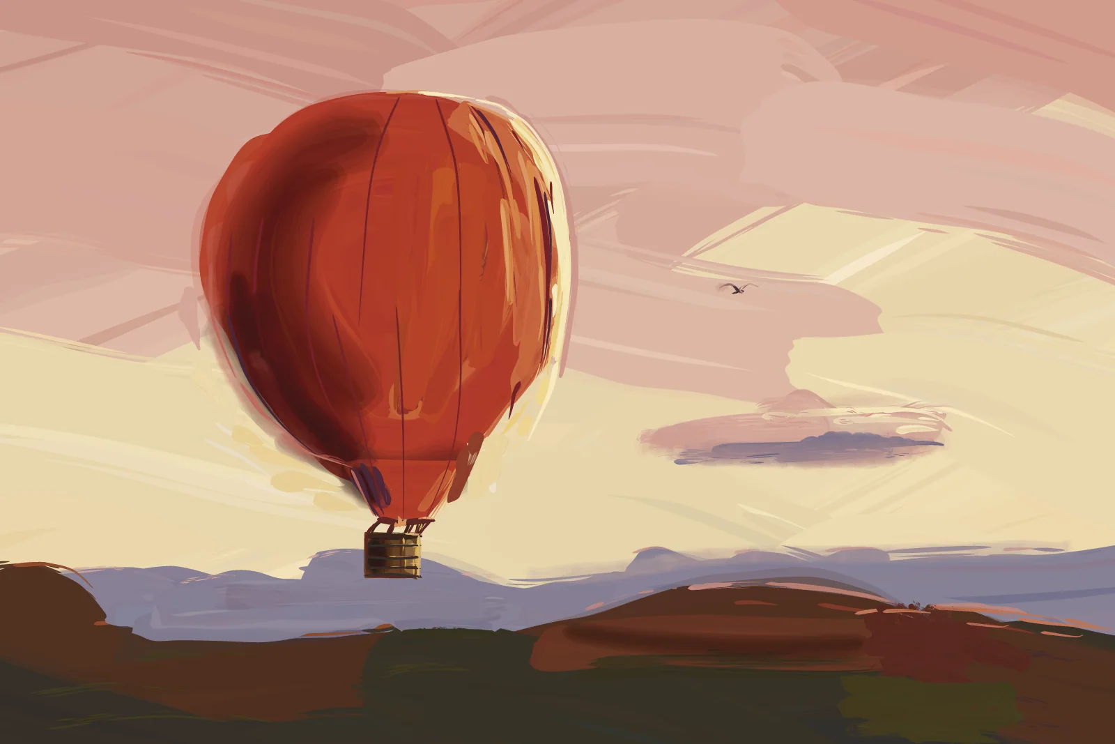 Evening Balloon, a painting by Captain Underpaint