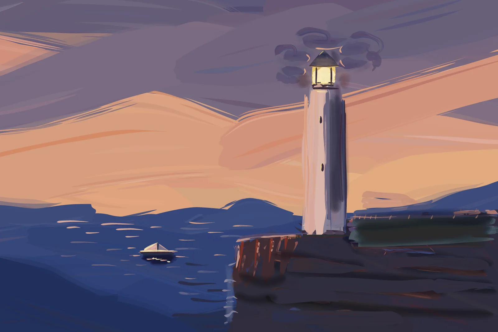 Last Light on the Headland, a painting by Captain Underpaint