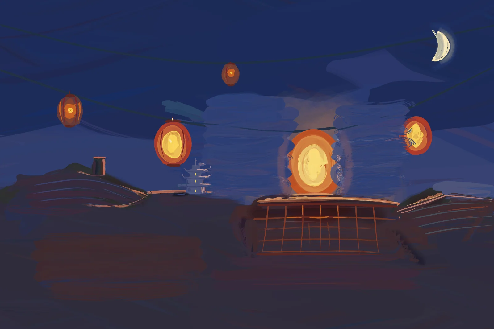 Night of Lanterns, a painting by Captain Underpaint
