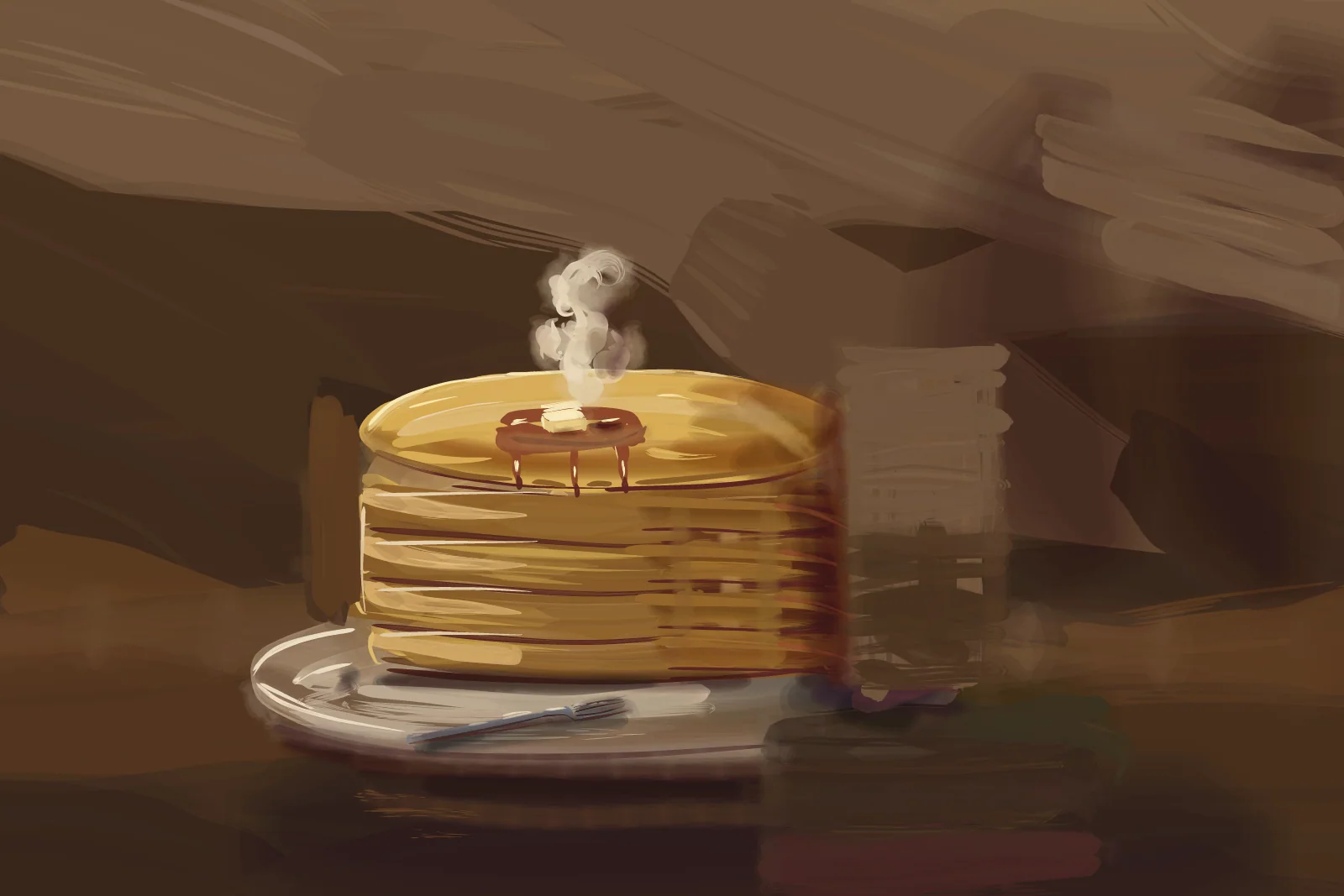 Pancakes at Dusk, a painting by Captain Underpaint