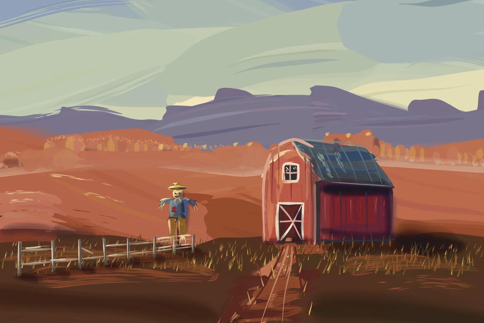 Red Barn, October Hills, a painting by Captain Underpaint