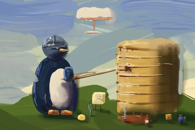 The Pancake Joust, a painting by Captain Underpaint