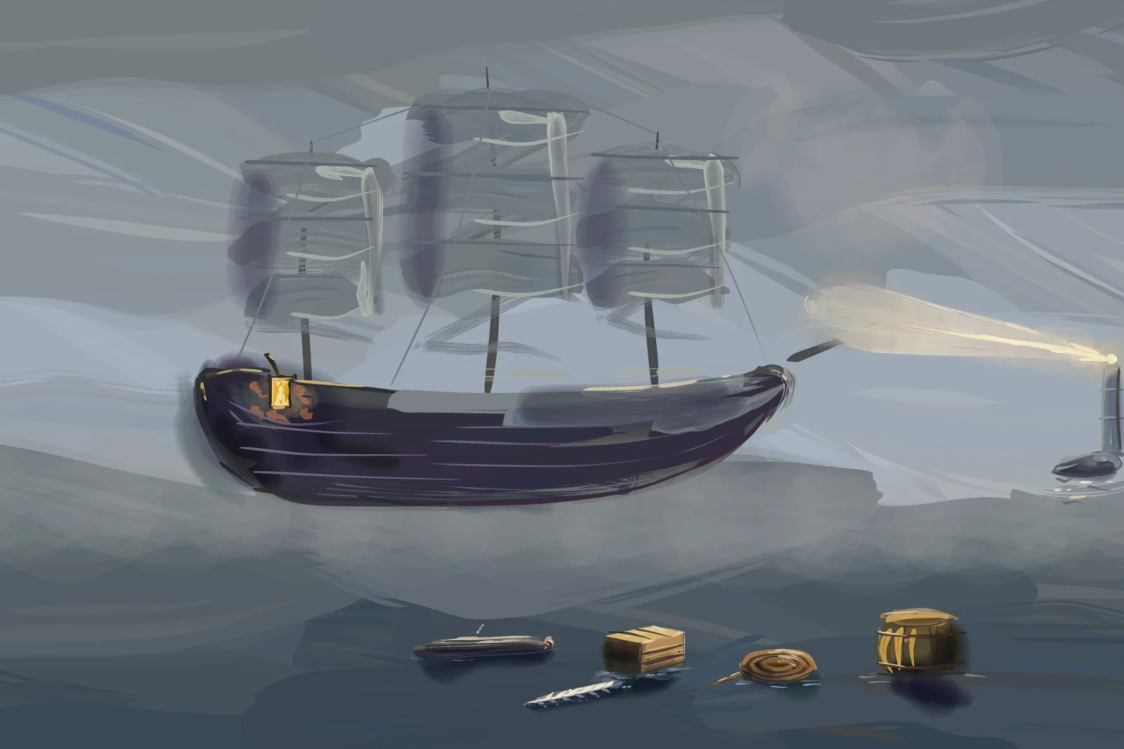 The Ship That Wasn't There, a painting by Captain Underpaint