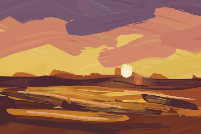 Twin Sunset, a painting by Captain Underpaint
